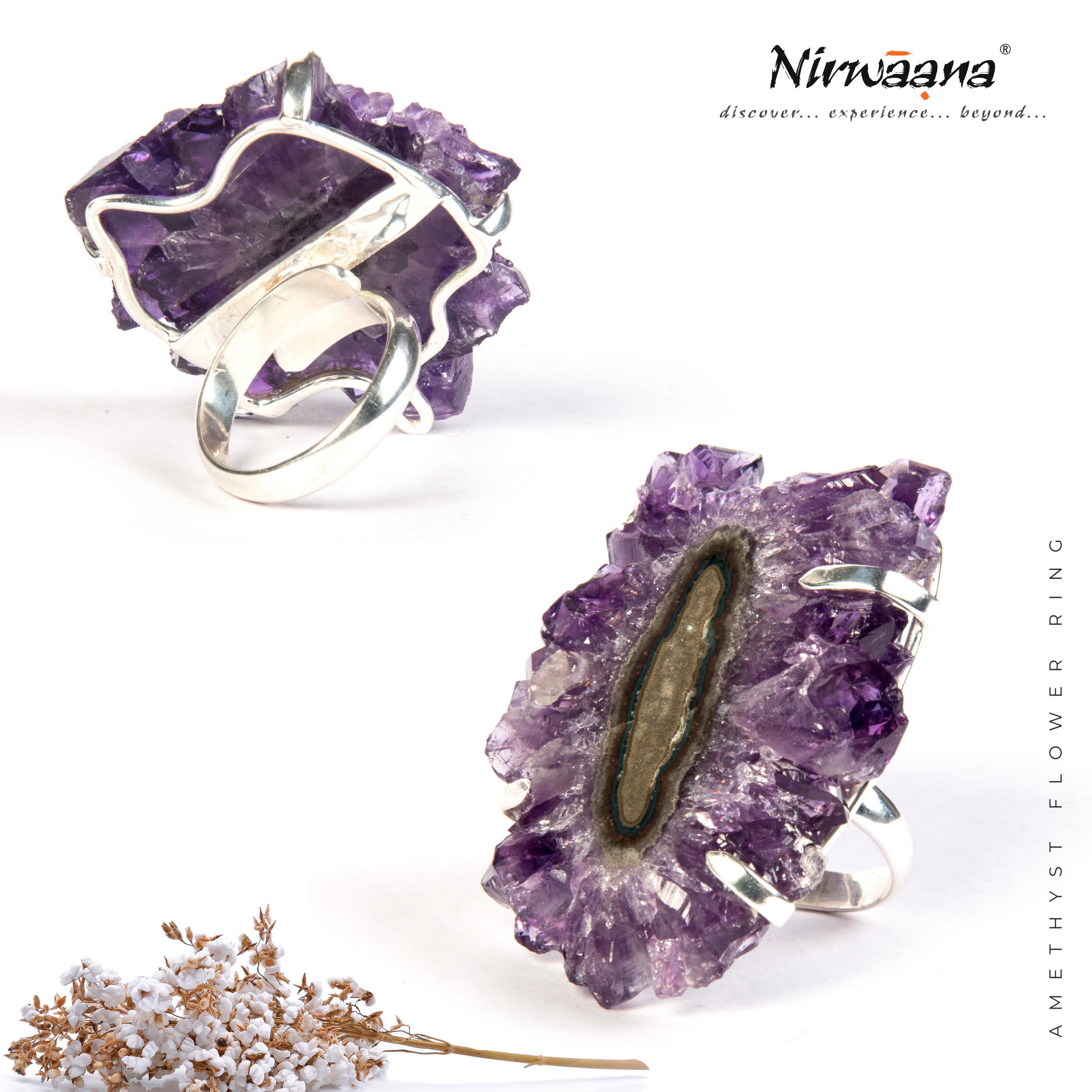 Amethyst Flower Ring by Nirwaana