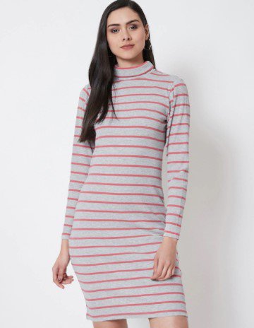 grey striped sweater dress