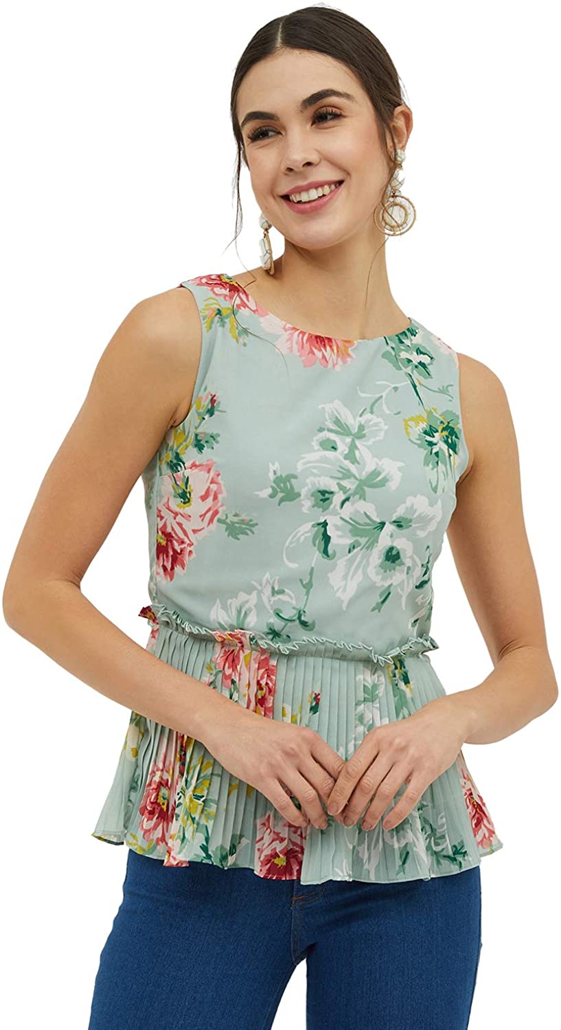 Floral Top With Pleats