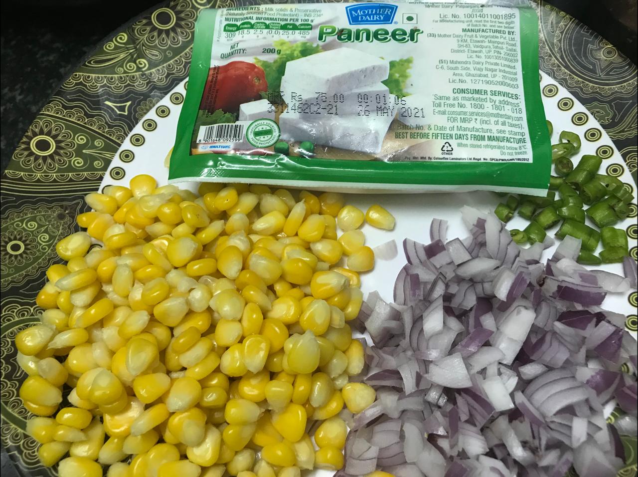 Ingredients for paneer corn bhurji