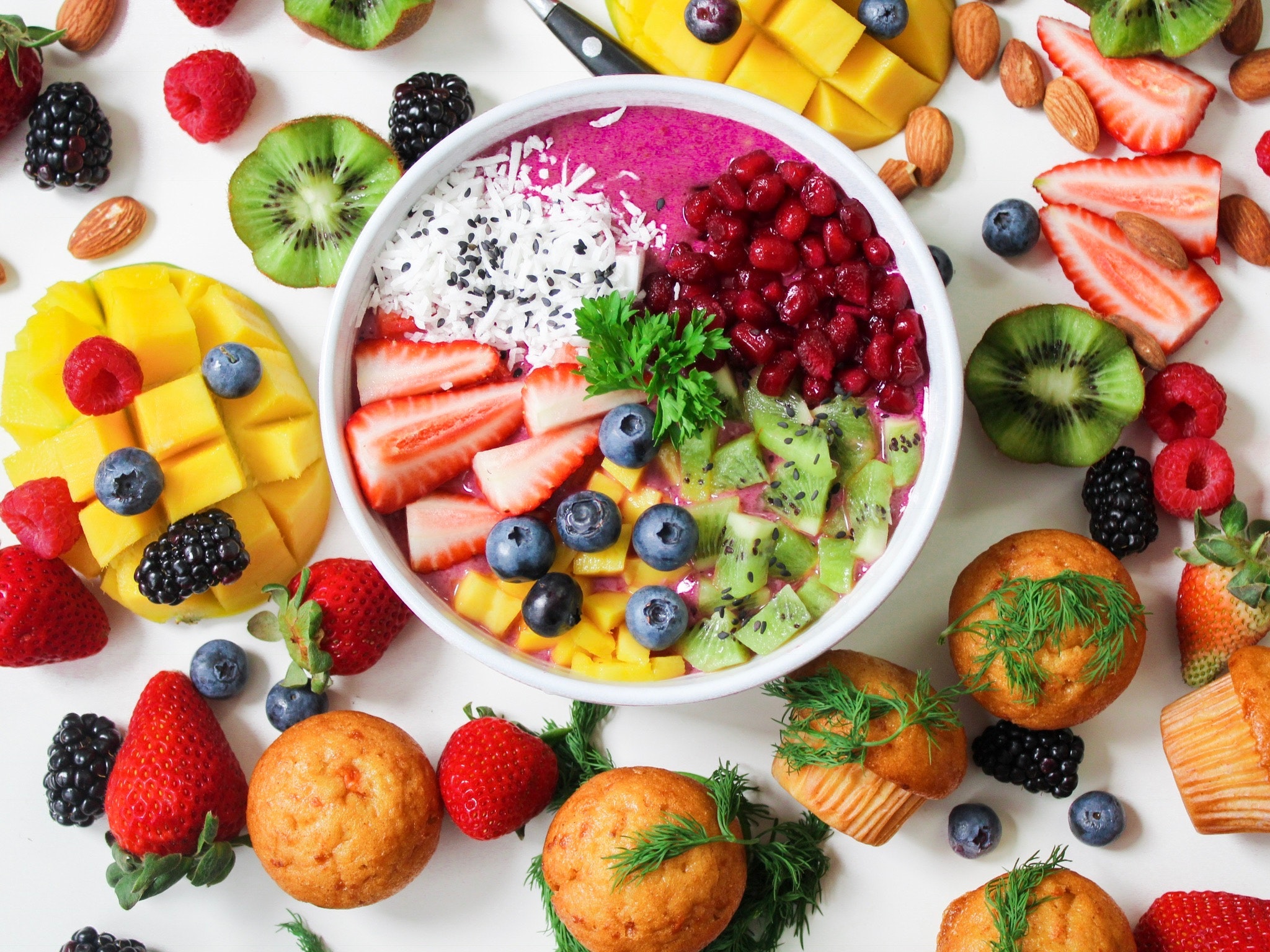 a bowl full of fruits
