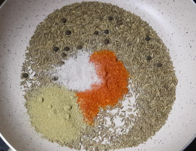 Spices frying in a pan