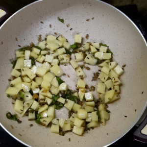 Potato cooking for Sabudana Khichdi