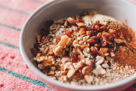 dry fruits and oats salad in a bowl