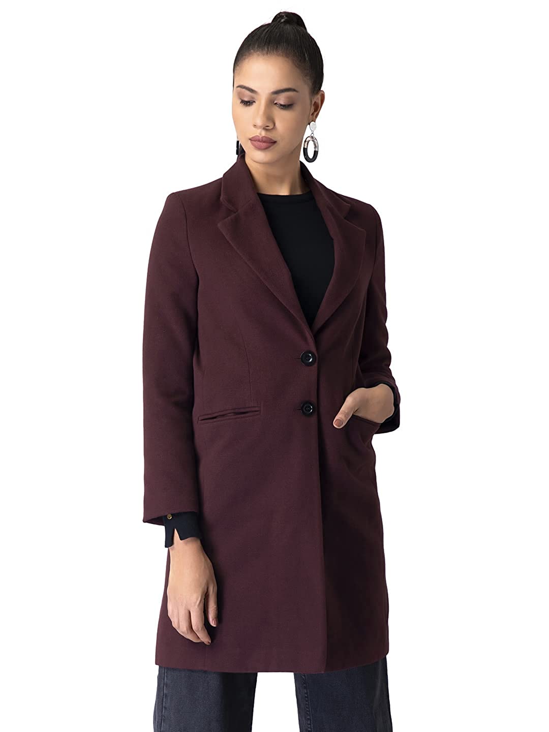 Model wearing a A-line coat