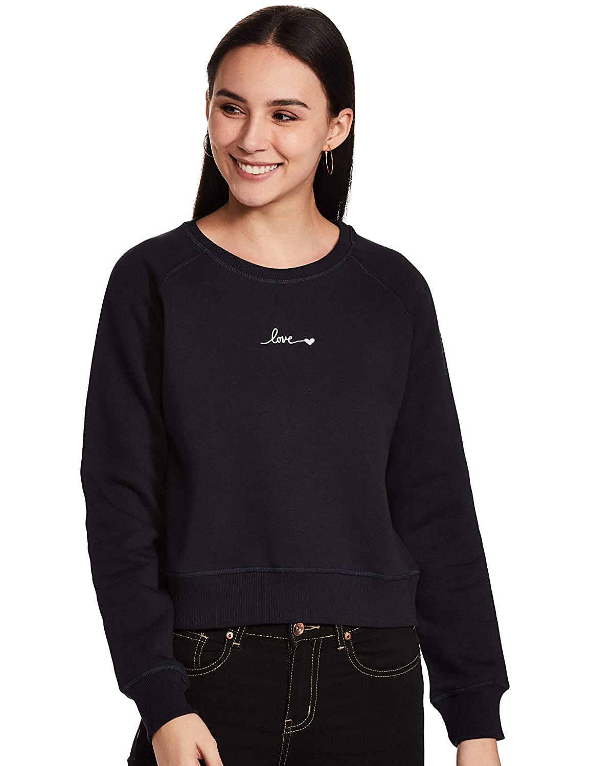Model wearing a sweatshirt