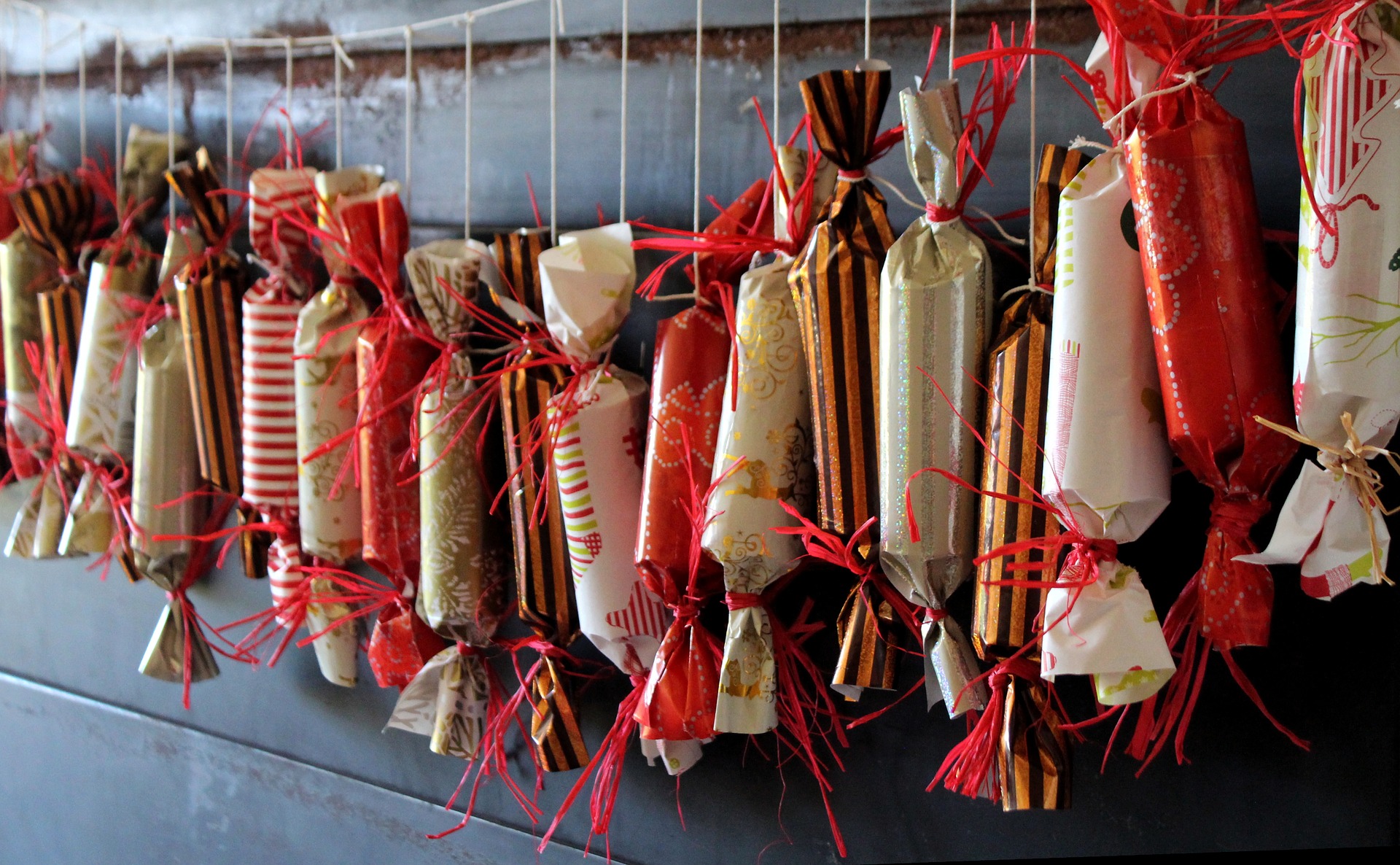Gift candies hanging by a thread