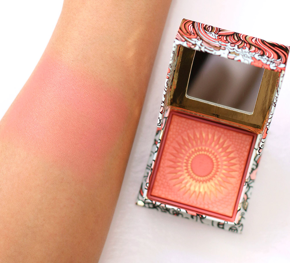 A hand with benefit blush swatch