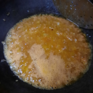 onions sizzling in oil